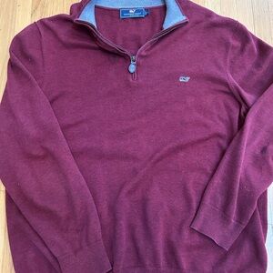Vineyard Vines Men's Maroon Zip-Up Sweater